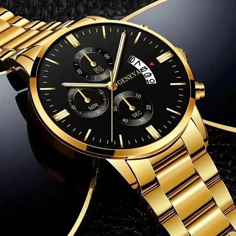 Fashion Men Stainless Steel Watch Luxury Calendar Quartz Wrist Watch Mens Business Watches for Man Clock Reloj Hombre