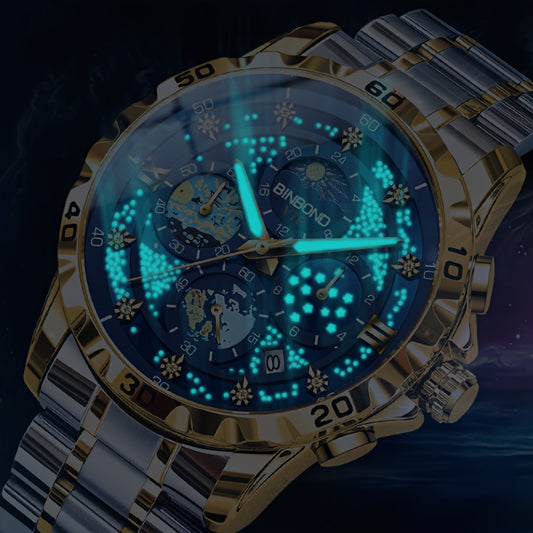 Glittering Starry Sky Mens Watch - Stylish & Professional Multifunction Quartz Wrist Accessory for Business and Fashion