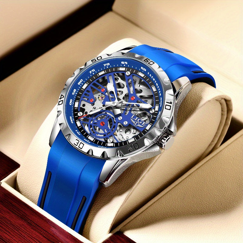 Luxury Automatic Watch for Women Valentine'S Gift Form LIGE Design Fashion Hollow Dial Mens Watch Automatic Wristwatch, LIG, Fashion Wristwatch, Elegant Timepiece, Modern Watch Design, Stylish Wristwatch, Silicone Strap Watch