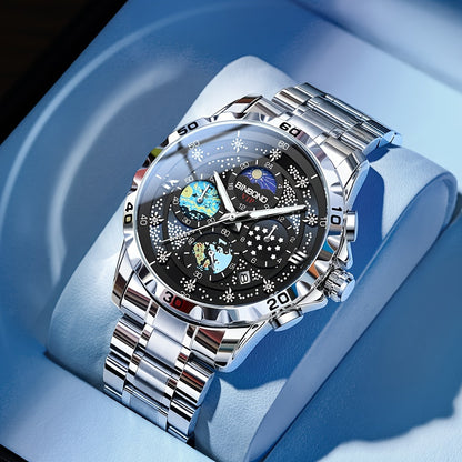 Glittering Starry Sky Mens Watch - Stylish & Professional Multifunction Quartz Wrist Accessory for Business and Fashion