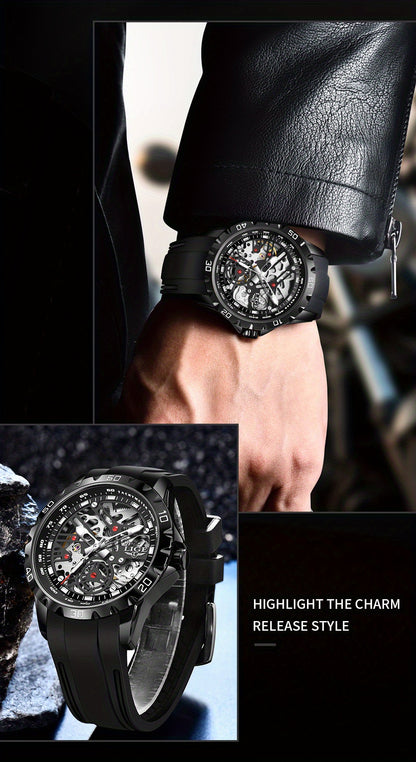 Luxury Automatic Watch for Women Valentine'S Gift Form LIGE Design Fashion Hollow Dial Mens Watch Automatic Wristwatch, LIG, Fashion Wristwatch, Elegant Timepiece, Modern Watch Design, Stylish Wristwatch, Silicone Strap Watch