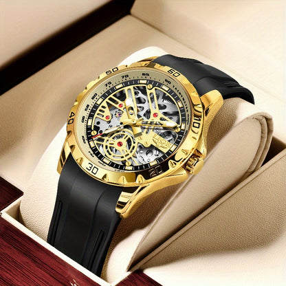 Luxury Automatic Watch for Women Valentine'S Gift Form LIGE Design Fashion Hollow Dial Mens Watch Automatic Wristwatch, LIG, Fashion Wristwatch, Elegant Timepiece, Modern Watch Design, Stylish Wristwatch, Silicone Strap Watch