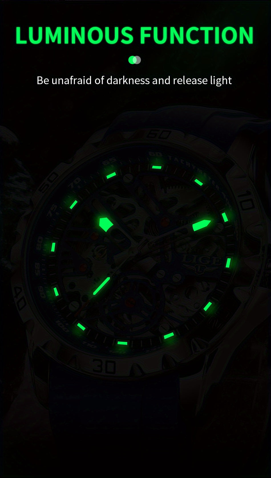 Luxury Automatic Watch for Women Valentine'S Gift Form LIGE Design Fashion Hollow Dial Mens Watch Automatic Wristwatch, LIG, Fashion Wristwatch, Elegant Timepiece, Modern Watch Design, Stylish Wristwatch, Silicone Strap Watch