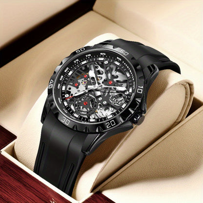 Luxury Automatic Watch for Women Valentine'S Gift Form LIGE Design Fashion Hollow Dial Mens Watch Automatic Wristwatch, LIG, Fashion Wristwatch, Elegant Timepiece, Modern Watch Design, Stylish Wristwatch, Silicone Strap Watch