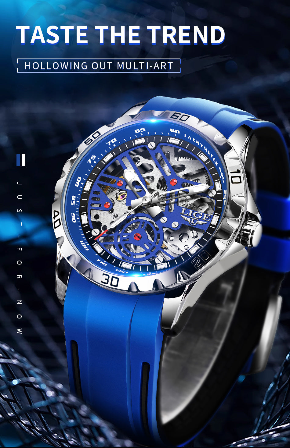 Luxury Automatic Watch for Women Valentine'S Gift Form LIGE Design Fashion Hollow Dial Mens Watch Automatic Wristwatch, LIG, Fashion Wristwatch, Elegant Timepiece, Modern Watch Design, Stylish Wristwatch, Silicone Strap Watch