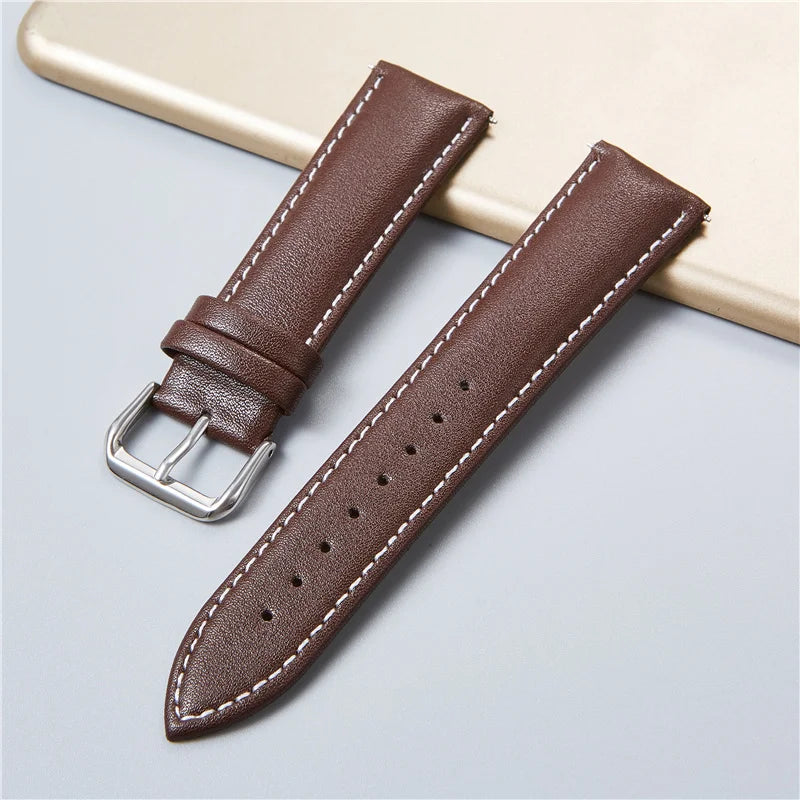 Genuine Leather Watchbands Calfskin Replace Wristwatch Straps 18mm 20mm 22mm 24mm Watch Accessories Men Women Soft Watchband