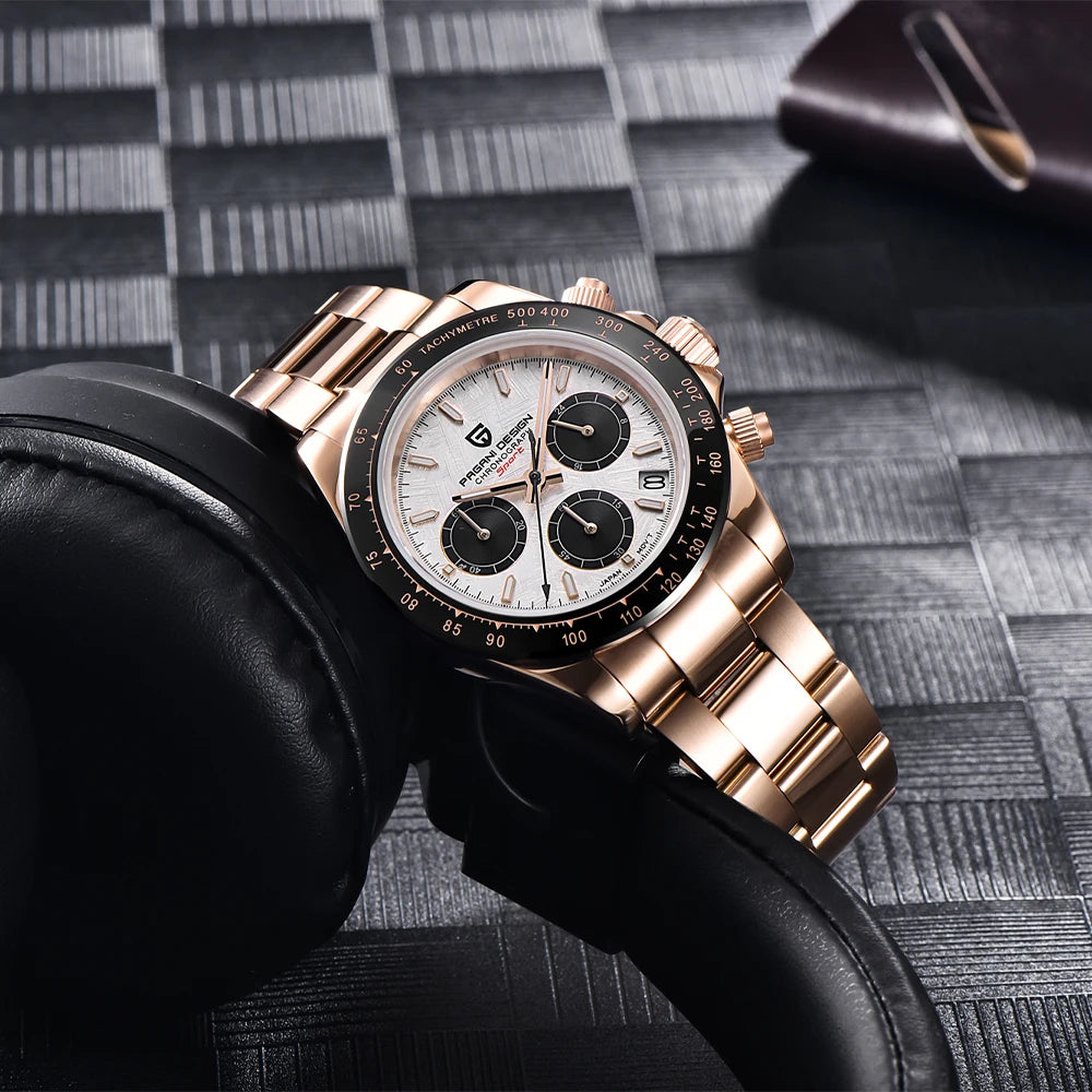 PAGANI DESIGN 2025 New PD-1644 Meteorite Dial Fashion Men Quartz Wristwatches 100M Sapphire Glass Chronograph relogio masculino