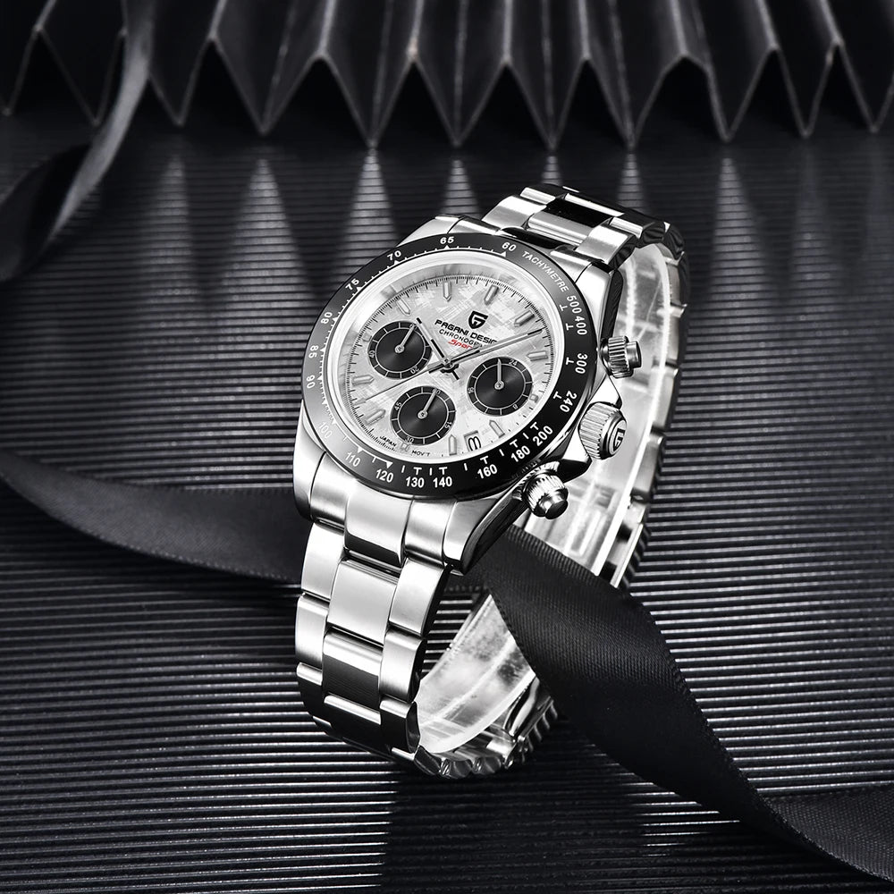 PAGANI DESIGN 2025 New PD-1644 Meteorite Dial Fashion Men Quartz Wristwatches 100M Sapphire Glass Chronograph relogio masculino