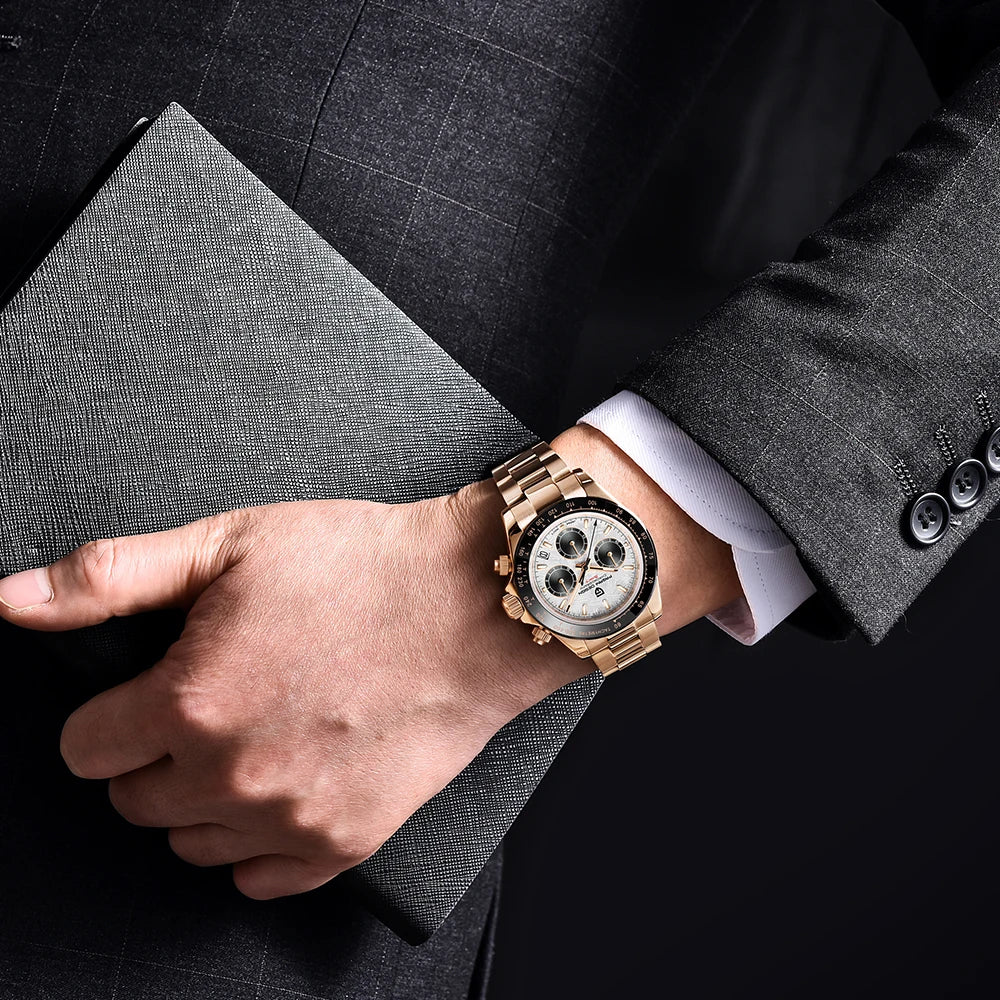 PAGANI DESIGN 2025 New PD-1644 Meteorite Dial Fashion Men Quartz Wristwatches 100M Sapphire Glass Chronograph relogio masculino