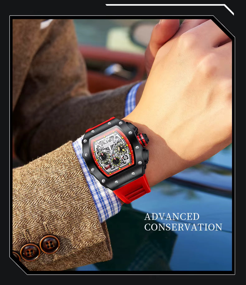 Wine Barrel Design Multifunctional Quartz Tape Waterproof Watch