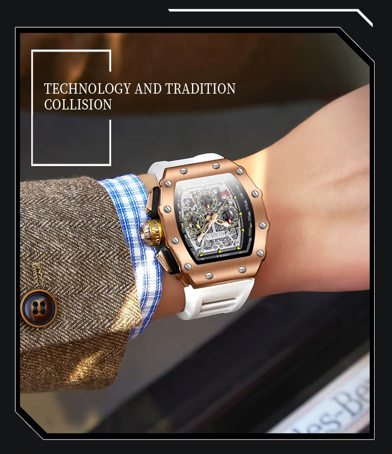 Wine Barrel Design Multifunctional Quartz Tape Waterproof Watch