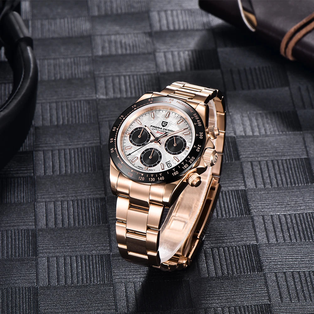 PAGANI DESIGN 2025 New PD-1644 Meteorite Dial Fashion Men Quartz Wristwatches 100M Sapphire Glass Chronograph relogio masculino
