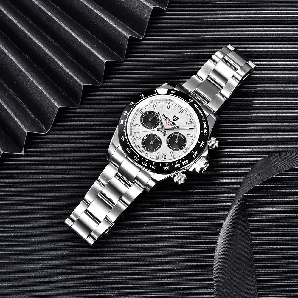 PAGANI DESIGN 2025 New PD-1644 Meteorite Dial Fashion Men Quartz Wristwatches 100M Sapphire Glass Chronograph relogio masculino