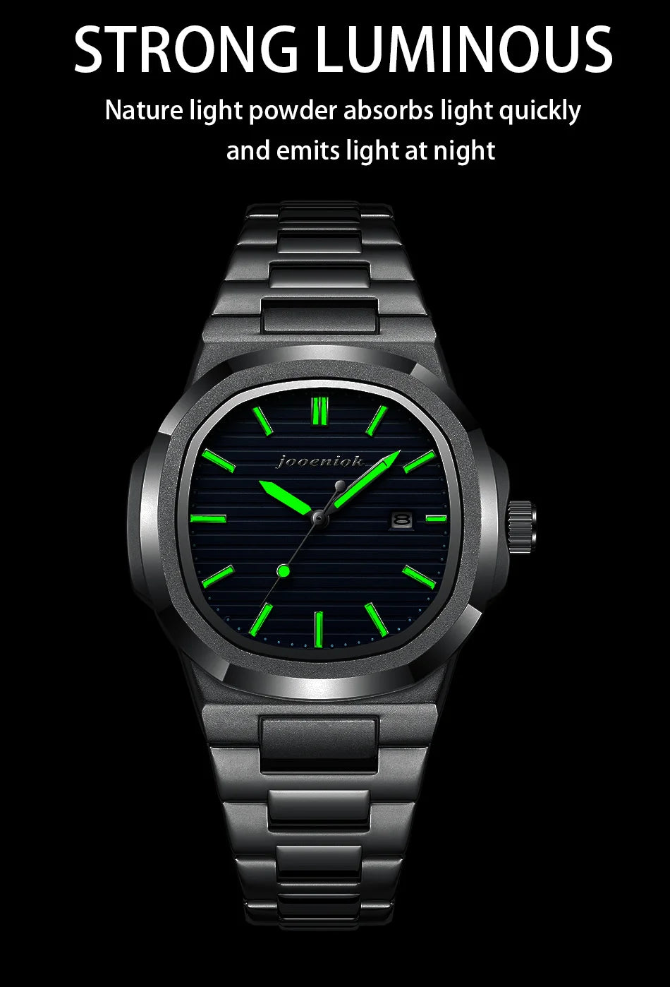 JOOENIOK Top Luxury Square Man Watch Date Waterproof Luminous Men Wristwatch High Quality Leather Men's Quartz Watches+Box Reloj