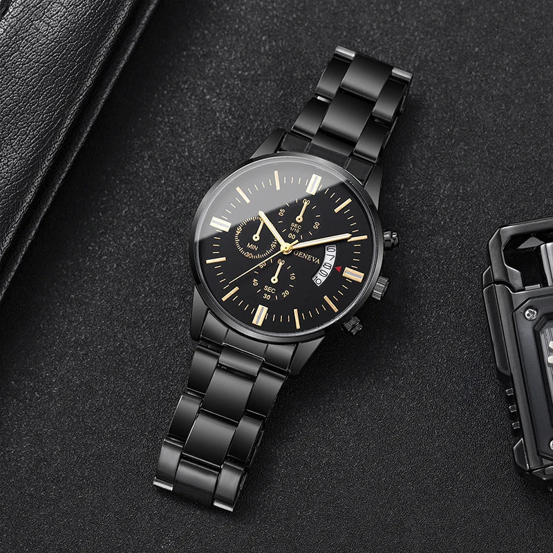 Fashion Men Stainless Steel Watch Luxury Calendar Quartz Wrist Watch Mens Business Watches for Man Clock Reloj Hombre