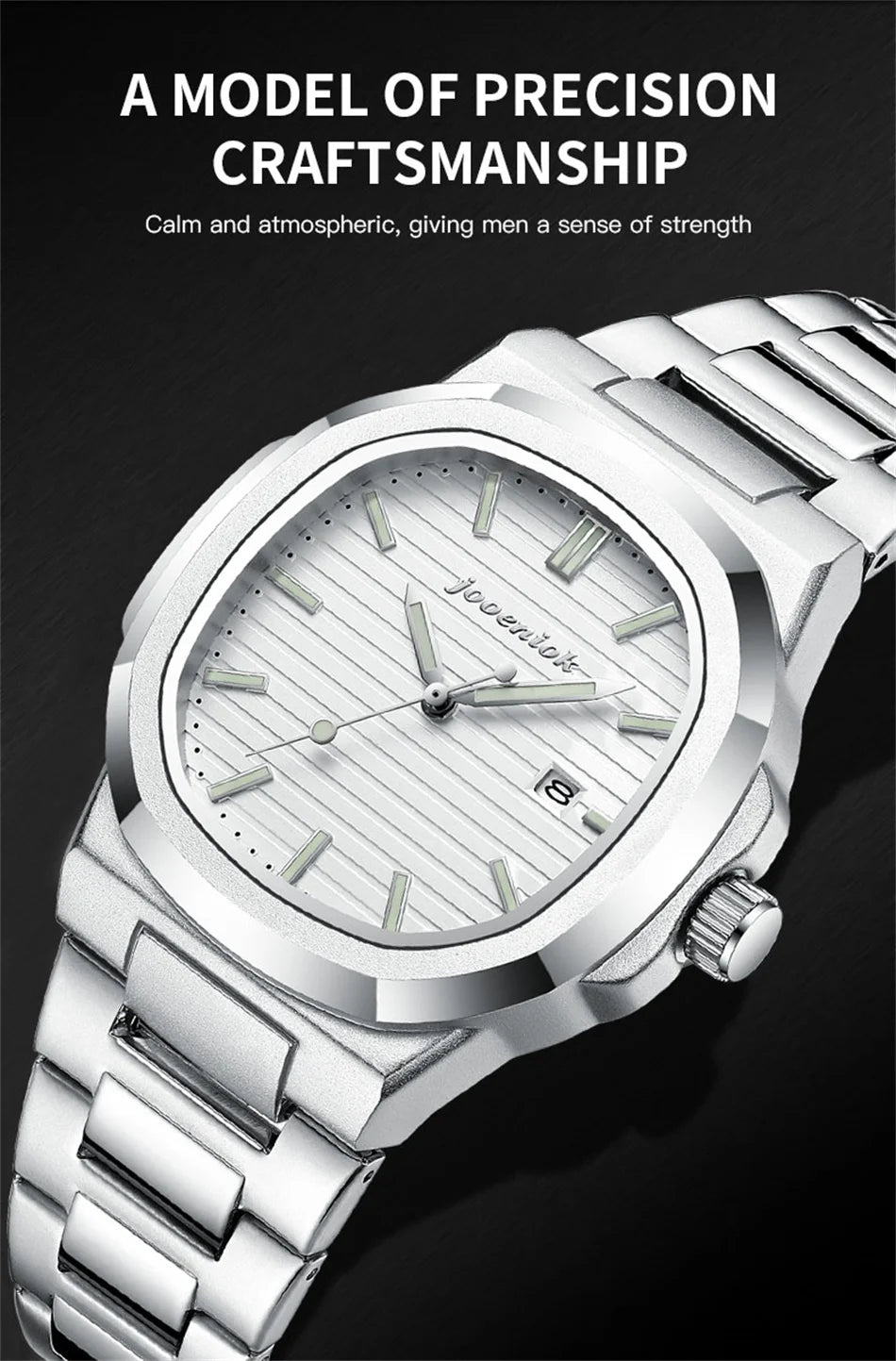 JOOENIOK Top Luxury Square Man Watch Date Waterproof Luminous Men Wristwatch High Quality Leather Men's Quartz Watches+Box Reloj
