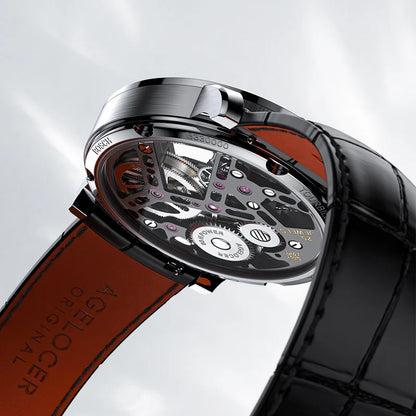 AGELOCER Original Tourbillon Watch Men's Business Formal Luxury Skeleton Manual Mechanical Watch Birthday Gift for Men