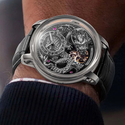 PINDU Designs Original New Men's Mechanical Watchew Dragon Series M2797B Automatic Movement Leather Sapphire Men Wristwatches