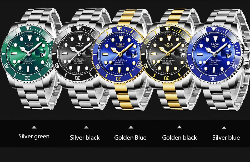 LIGE Watch For Men Top Brand Luxury Fashion Men Watch Casual Business Waterproof Chronograph Quartz Wristwatches Montre Homme