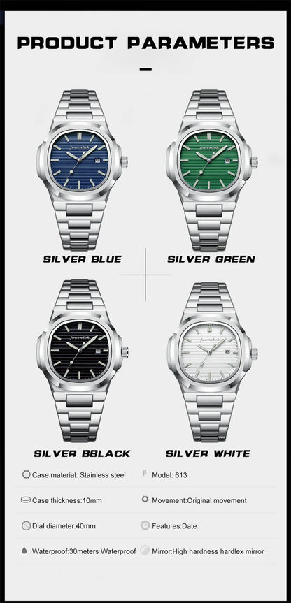 2025 Top Brand Luxury Men Wristwatch Business Waterproof Luminous Alloy Polygonal Case Fashion Quartz Watch Male with Calendar