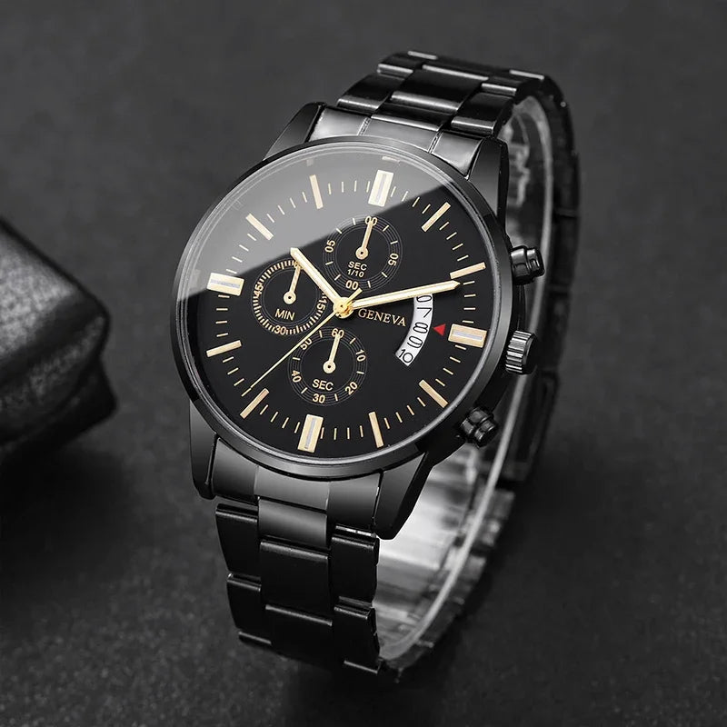 Fashion Men Stainless Steel Watch Luxury Calendar Quartz Wrist Watch Mens Business Watches for Man Clock Reloj Hombre