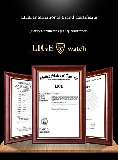 LIGE Watch For Men Top Brand Luxury Fashion Men Watch Casual Business Waterproof Chronograph Quartz Wristwatches Montre Homme