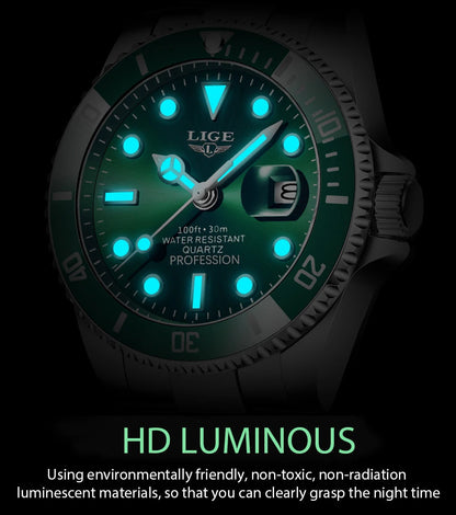 LIGE Watch For Men Top Brand Luxury Fashion Men Watch Casual Business Waterproof Chronograph Quartz Wristwatches Montre Homme