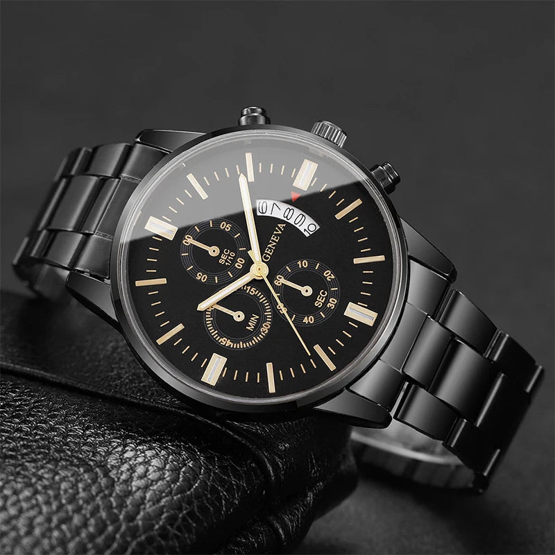 Fashion Men Stainless Steel Watch Luxury Calendar Quartz Wrist Watch Mens Business Watches for Man Clock Reloj Hombre