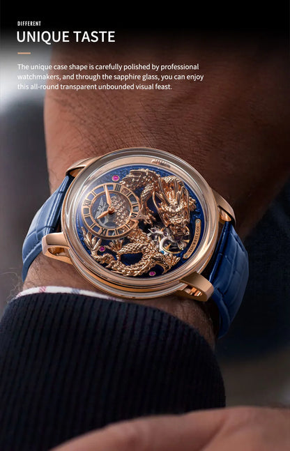 PINDU Designs Original New Men's Mechanical Watchew Dragon Series M2797B Automatic Movement Leather Sapphire Men Wristwatches