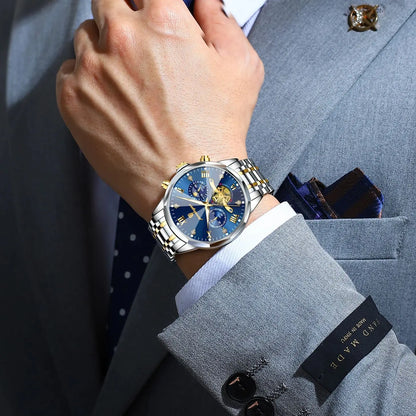 POEDAGAR Original Luxury Men's Watch Waterproof Luminous Chronograph Men Wristwatch Stainless Steel Quartz Watches For Man Reloj