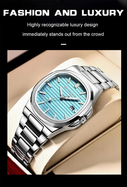 JOOENIOK Top Luxury Square Man Watch Date Waterproof Luminous Men Wristwatch High Quality Leather Men's Quartz Watches+Box Reloj