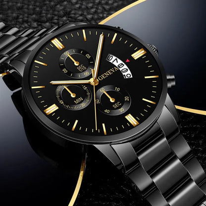 Fashion Men Stainless Steel Watch Luxury Calendar Quartz Wrist Watch Mens Business Watches for Man Clock Reloj Hombre