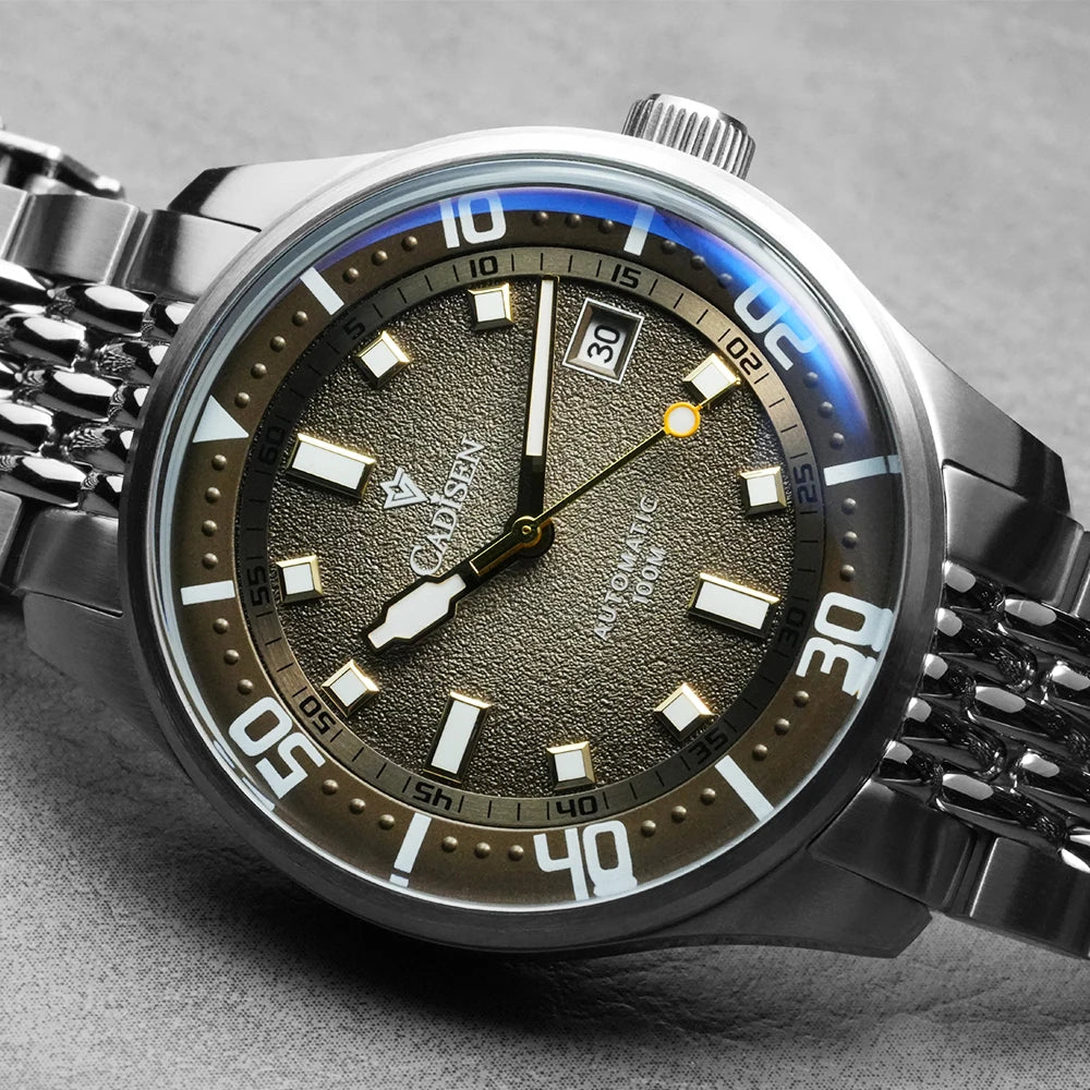 CADISEN Automatic Mechanical Watch Man Silver Business Casual Waterproof Watch Japan MIYOTA 8215 Movement Luminous Men's Watch