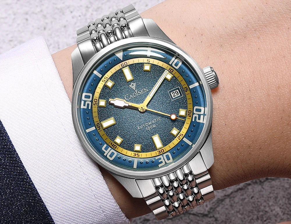 CADISEN Automatic Mechanical Watch Man Silver Business Casual Waterproof Watch Japan MIYOTA 8215 Movement Luminous Men's Watch