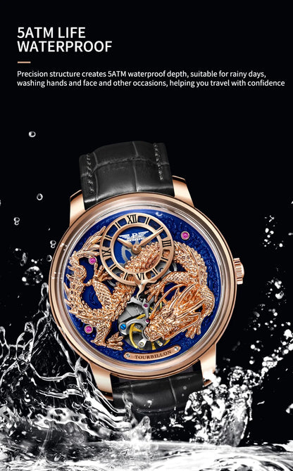 PINDU Designs Original New Men's Mechanical Watchew Dragon Series M2797B Automatic Movement Leather Sapphire Men Wristwatches