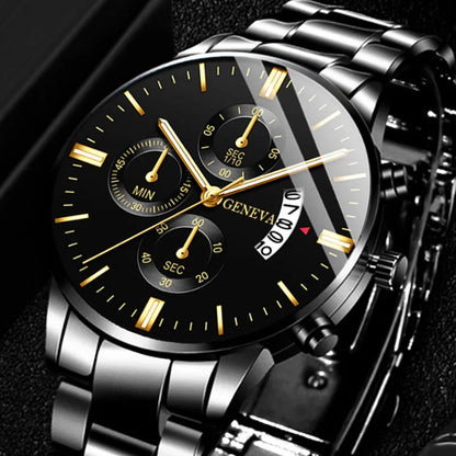 Fashion Men Stainless Steel Watch Luxury Calendar Quartz Wrist Watch Mens Business Watches for Man Clock Reloj Hombre