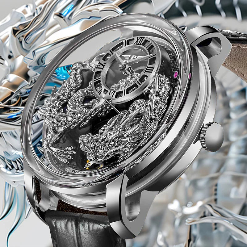PINDU Designs Original New Men's Mechanical Watchew Dragon Series M2797B Automatic Movement Leather Sapphire Men Wristwatches