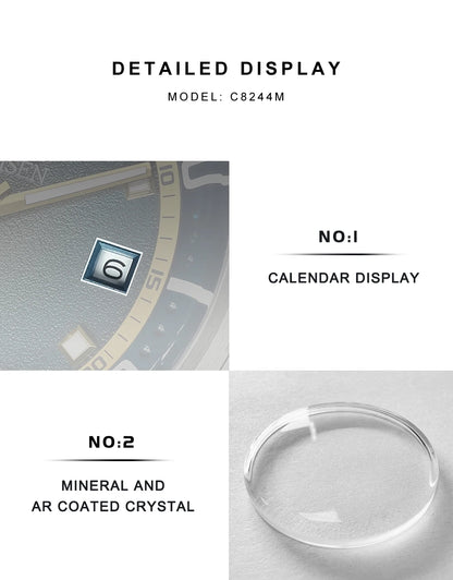 CADISEN Automatic Mechanical Watch Man Silver Business Casual Waterproof Watch Japan MIYOTA 8215 Movement Luminous Men's Watch