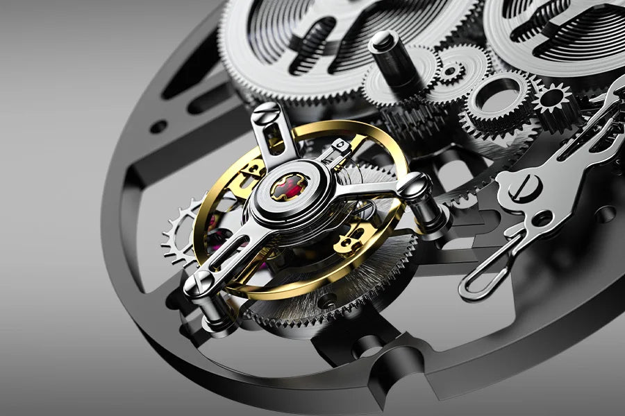 AGELOCER Original Tourbillon Watch Men's Business Formal Luxury Skeleton Manual Mechanical Watch Birthday Gift for Men