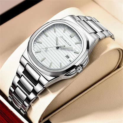 JOOENIOK Top Luxury Square Man Watch Date Waterproof Luminous Men Wristwatch High Quality Leather Men's Quartz Watches+Box Reloj