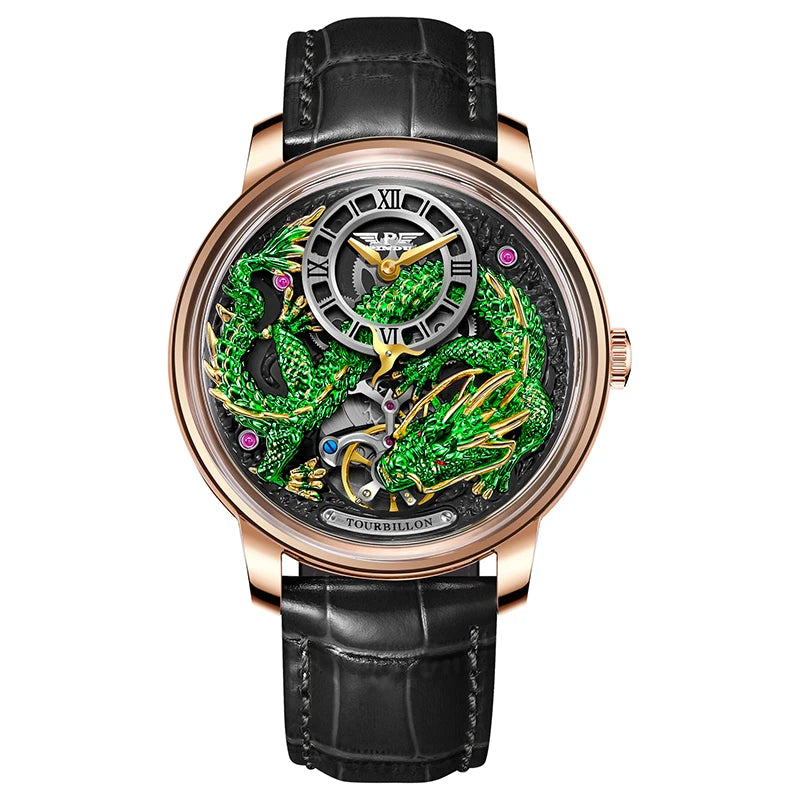 PINDU Designs Original New Men's Mechanical Watchew Dragon Series M2797B Automatic Movement Leather Sapphire Men Wristwatches