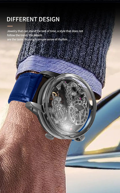 PINDU Designs Original New Men's Mechanical Watchew Dragon Series M2797B Automatic Movement Leather Sapphire Men Wristwatches