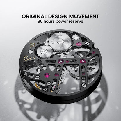 AGELOCER Original Tourbillon Watch Men's Business Formal Luxury Skeleton Manual Mechanical Watch Birthday Gift for Men