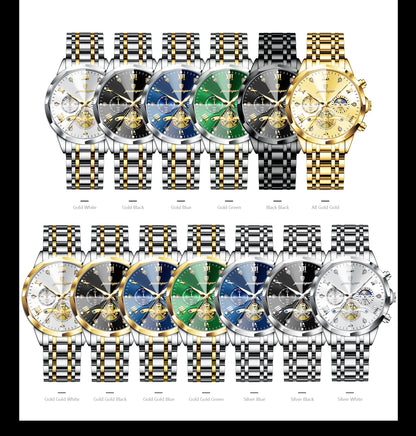 POEDAGAR Original Luxury Men's Watch Waterproof Luminous Chronograph Men Wristwatch Stainless Steel Quartz Watches For Man Reloj