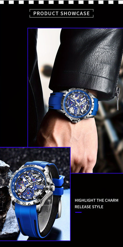 Luxury Automatic Watch for Women Valentine'S Gift Form LIGE Design Fashion Hollow Dial Mens Watch Automatic Wristwatch, LIG, Fashion Wristwatch, Elegant Timepiece, Modern Watch Design, Stylish Wristwatch, Silicone Strap Watch
