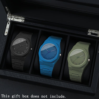 3pcs/set Quartz Watches for Men Minimalist Dial, Analog Arabic Numeral Mens Watch Casual Sports Style, Perfect for Daily Wear Mens Watches Ideal Gift for Birthdays, Valentine's Day, Halloween, Thanksgiving, And Christmas Relo