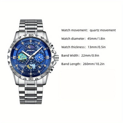 Glittering Starry Sky Mens Watch - Stylish & Professional Multifunction Quartz Wrist Accessory for Business and Fashion